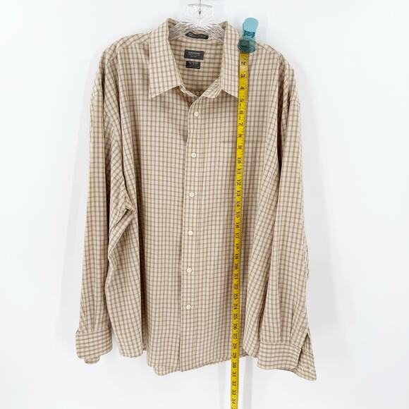 Arrow Beige Plaid Button Front Collared Classic Fit Shirt Men's Size 2X - Picture 7 of 9